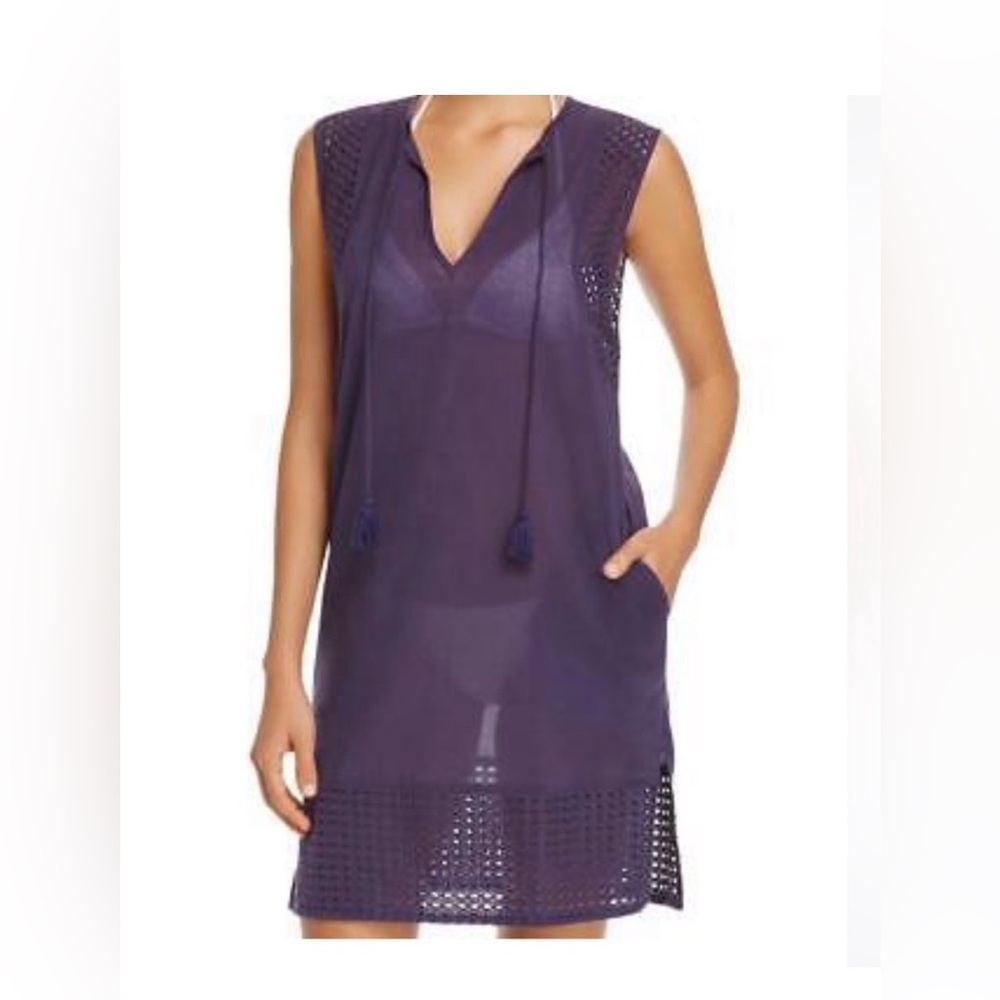 Echo Deep Blue Sleeveless Swim Cover-Up 100% Cotton *Flaw